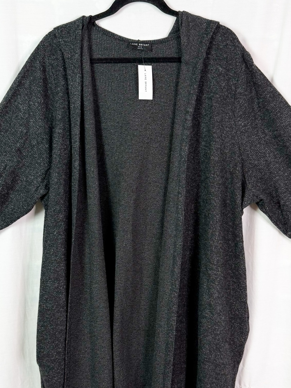 Lane Bryant Open-Front Hooded Cardigan - Charcoal 26/28 NEW NWT